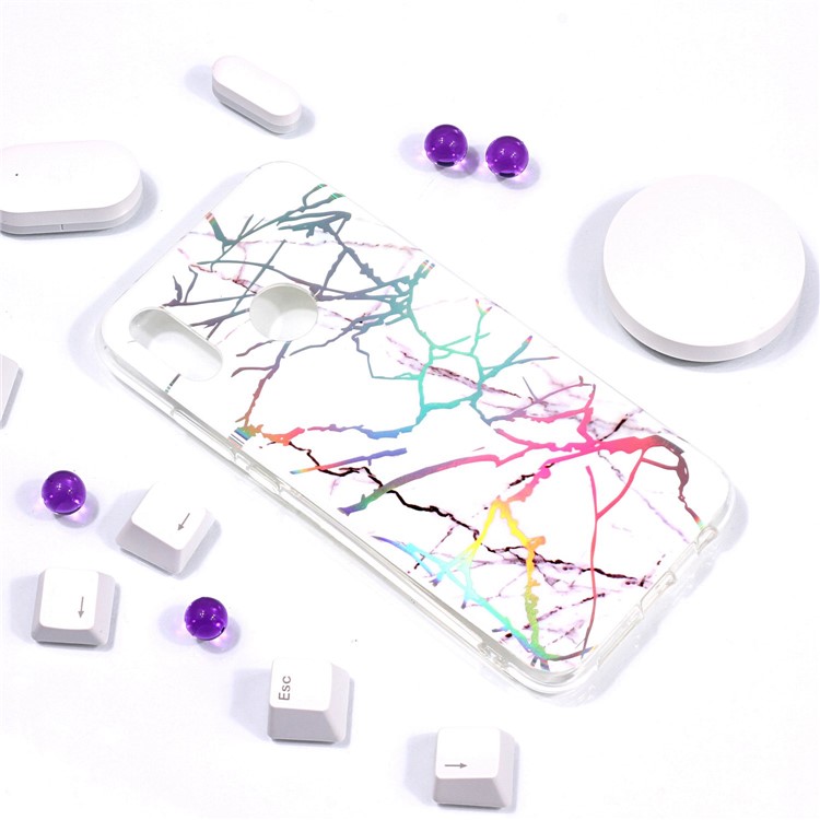 Patrón De Mármol Plateado IMD TPU Carcasa Del Teléfono Para Huawei P20 Lite / Nova 3e - Blanco-5