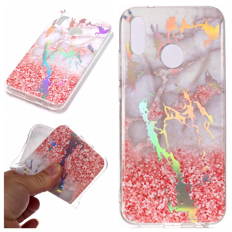 Cubierta Móvil Estampada IMD TPU De Mármol Para Huawei P20 Lite / Nova 3e - Gris / Rosado-1