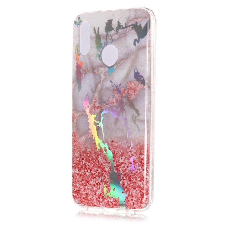 Cubierta Móvil Estampada IMD TPU De Mármol Para Huawei P20 Lite / Nova 3e - Gris / Rosado-3
