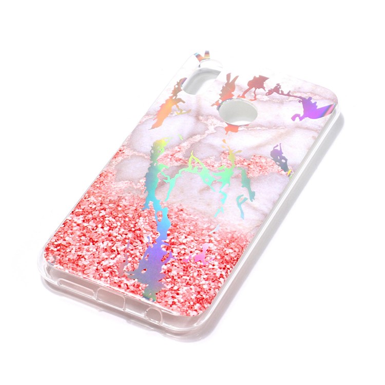Cubierta Móvil Estampada IMD TPU De Mármol Para Huawei P20 Lite / Nova 3e - Gris / Rosado-4