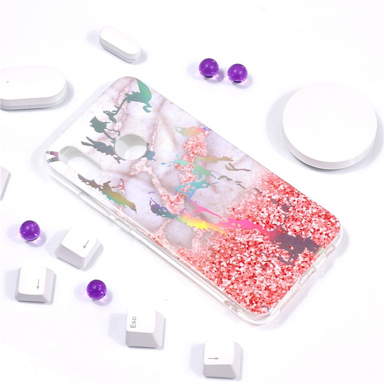 Cubierta Móvil Estampada IMD TPU De Mármol Para Huawei P20 Lite / Nova 3e - Gris / Rosado-5