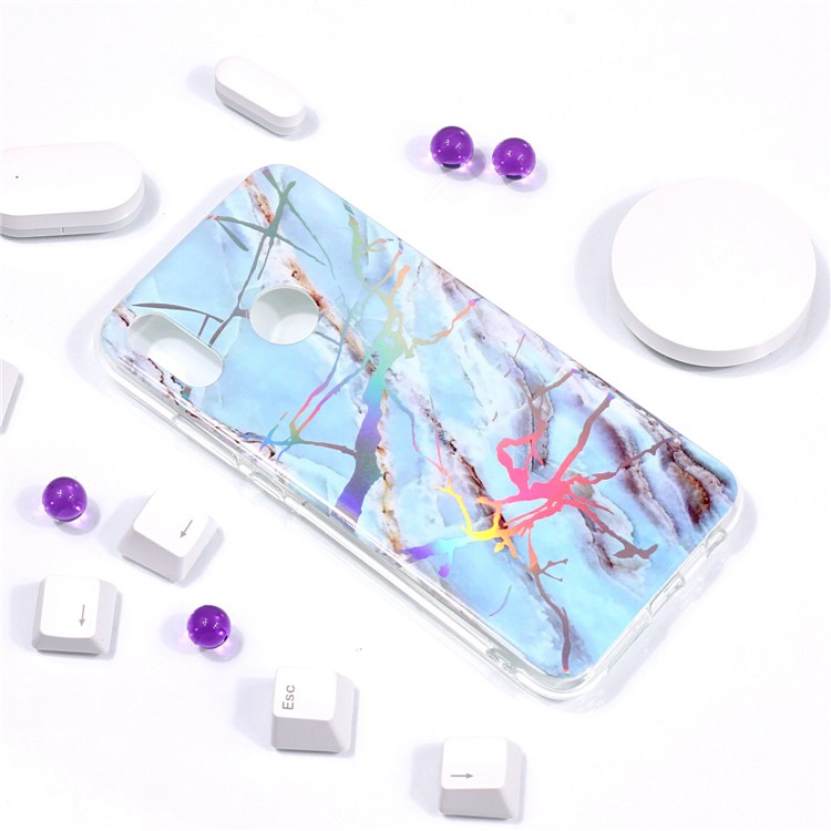 Tapa Revestida Modelo Del Mármol IMD TPU Para Huawei P20 Lite / Nova 3e - Azul-5