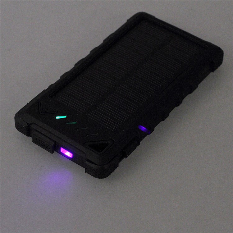 8000mah Impermeável Banco De Energia Solar USB Duplo Com Luzes LED Para Iphone Samsung HTC - Preto-11