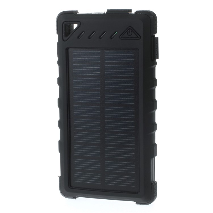 8000mah Impermeável Banco De Energia Solar USB Duplo Com Luzes LED Para Iphone Samsung HTC - Preto-2