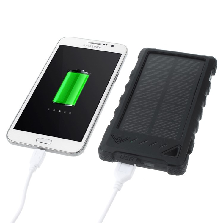 8000mah Impermeável Banco De Energia Solar USB Duplo Com Luzes LED Para Iphone Samsung HTC - Preto-5