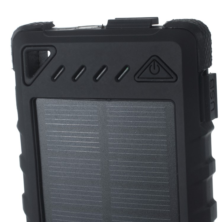 8000mah Impermeável Banco De Energia Solar USB Duplo Com Luzes LED Para Iphone Samsung HTC - Preto-6