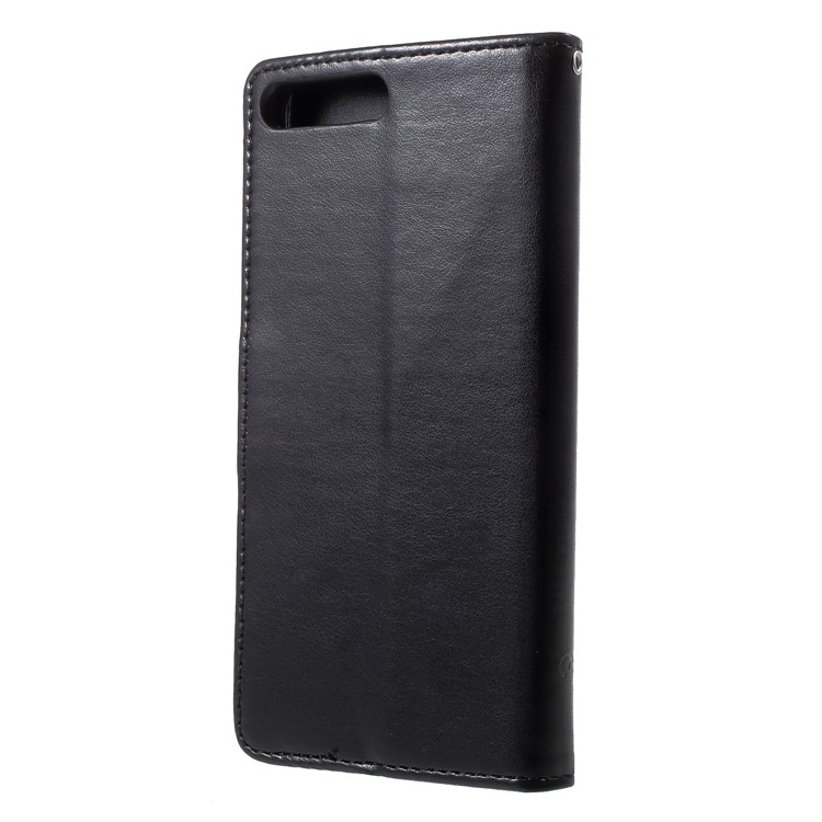 Imprint Butterfly Flower Wallet Stand Leather Flip Cover for Huawei Y6 (2018)/Honor 7A (without Fingerprint Sensor) - Black-2