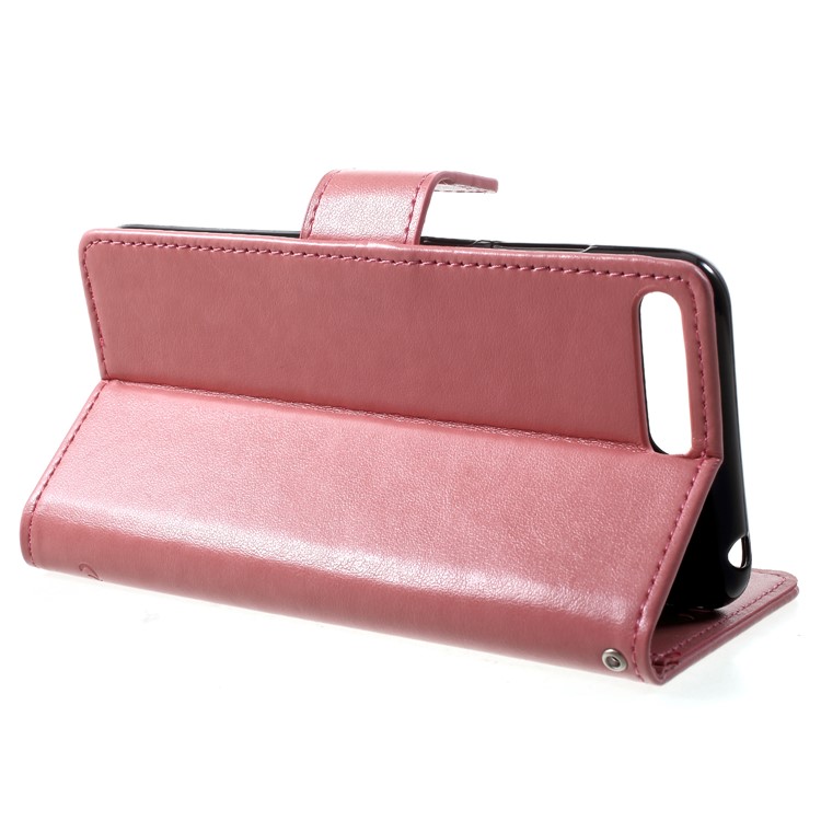 Impressão Borboleta Flor Carteira Suporte De Couro Capa Magnética Shell Para Huawei Y6 (2018) / Honor 7a (sem Sensor De Impressão Digital) - Rosa-4