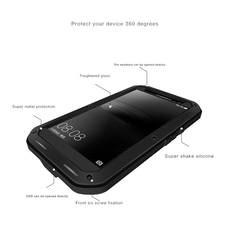 LOVE MEI Shockproof Dropproof Dustproof Case for Huawei Mate 8 / Ascend Mate8 - Black-6