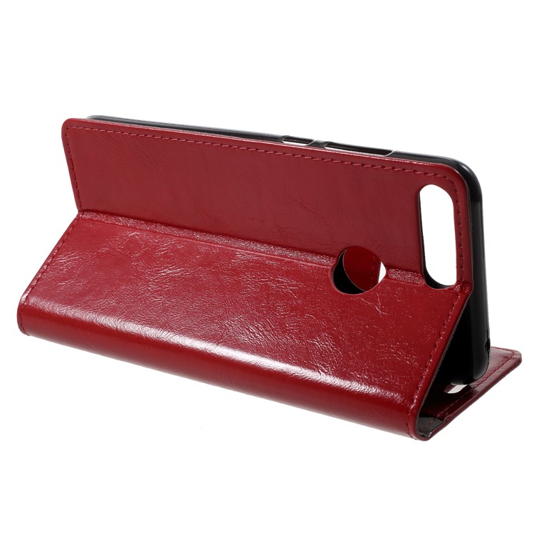 Crazy Horse Texture Wallet Stand Leather Cover for Huawei Honor 9i (2018) 5.84-inch - Red-4