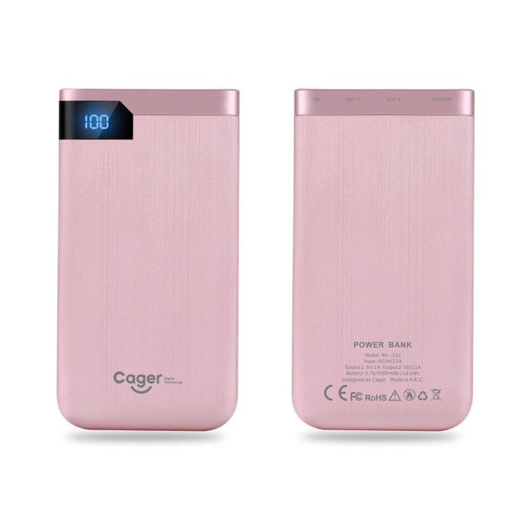 Cager s55 5000mah двойной usb внешний блок питания для iphone samsung lg huawei - розовый