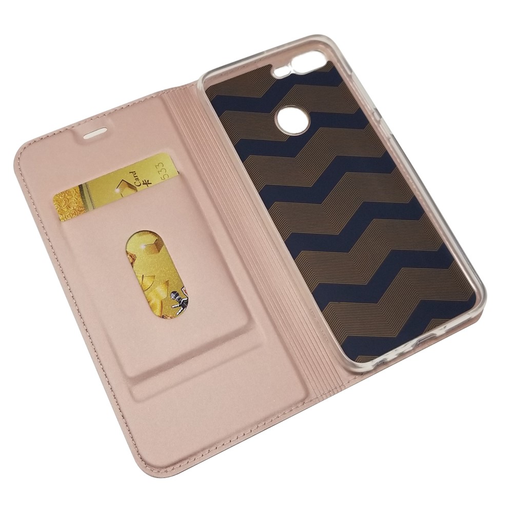 Custodia In Pelle Autoassorbita Con Porta Carte Per Huawei Honor 9 Lite / Honor 9 Youth Edition - Oro Rosa-5