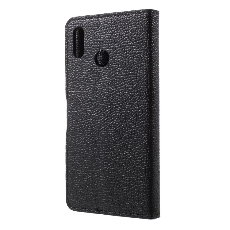 Litchi Skin Wallet Leather Stand Case for Huawei Honor Play - Black-2