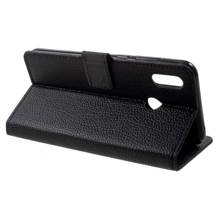 Litchi Skin Wallet Leather Stand Case for Huawei Honor Play - Black-4