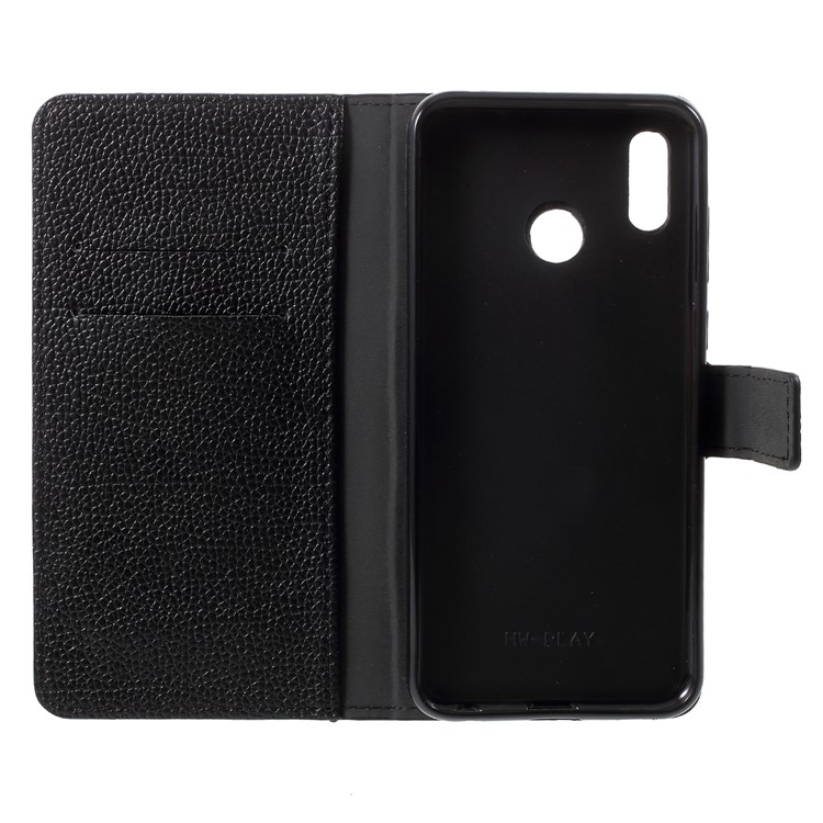 Litchi Skin Wallet Leather Stand Case for Huawei Honor Play - Black-5