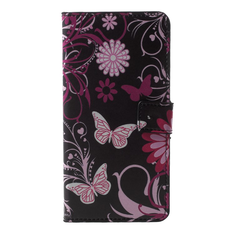 Pattern Printing Wallet Leather Phone Case with Stand for Huawei Honor Play - Butterfly Flower-1