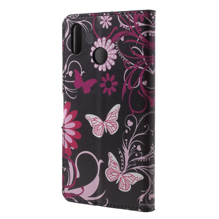 Pattern Printing Wallet Leather Phone Case with Stand for Huawei Honor Play - Butterfly Flower-2