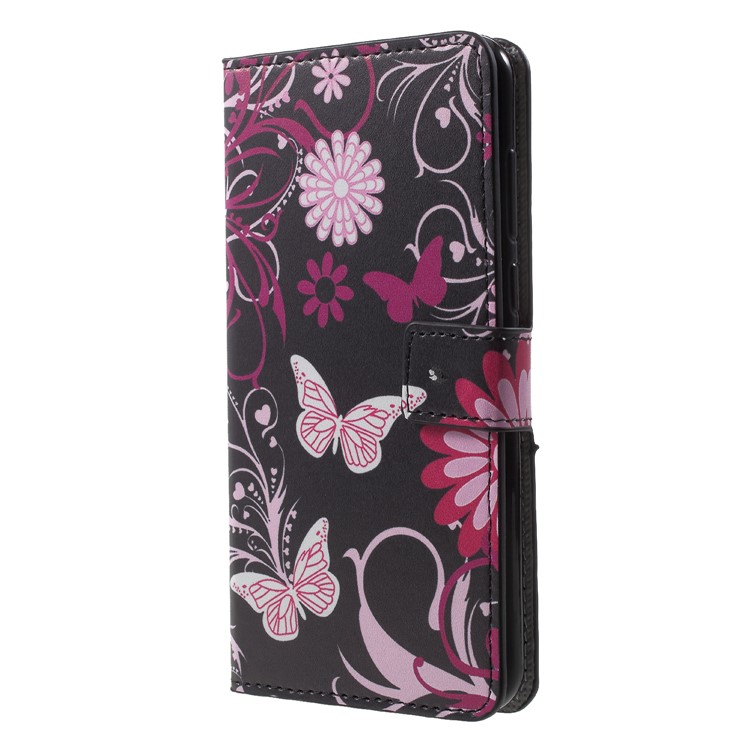 Pattern Printing Wallet Leather Phone Case with Stand for Huawei Honor Play - Butterfly Flower-3