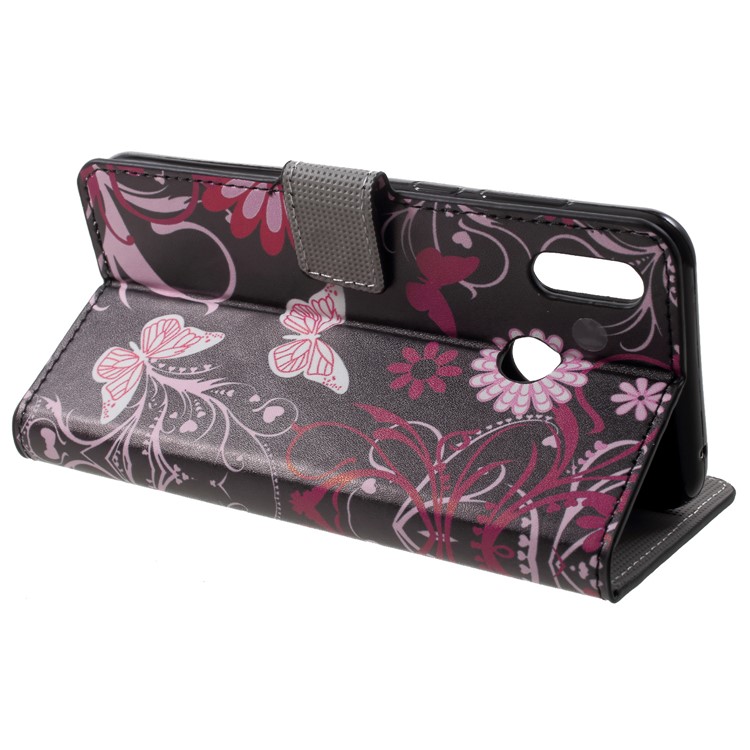 Pattern Printing Wallet Leather Phone Case with Stand for Huawei Honor Play - Butterfly Flower-4