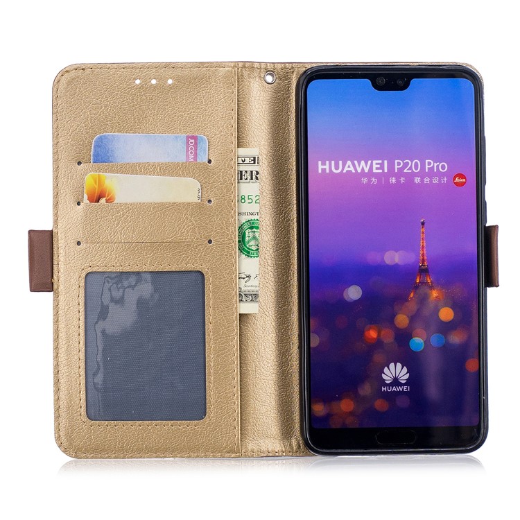 For Huawei P20 Pro Butterfly Pattern Leather Wallet Stand Cell Phone Shell - Brown-10