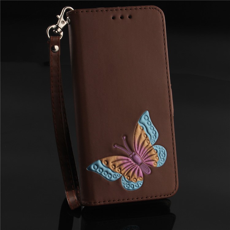 For Huawei P20 Pro Butterfly Pattern Leather Wallet Stand Cell Phone Shell - Brown-2