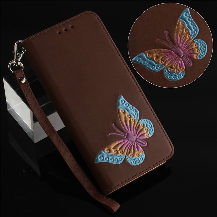 For Huawei P20 Pro Butterfly Pattern Leather Wallet Stand Cell Phone Shell - Brown-3