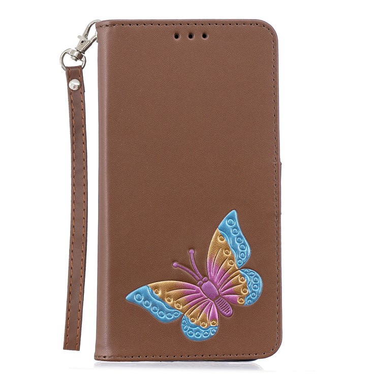 For Huawei P20 Pro Butterfly Pattern Leather Wallet Stand Cell Phone Shell - Brown-4