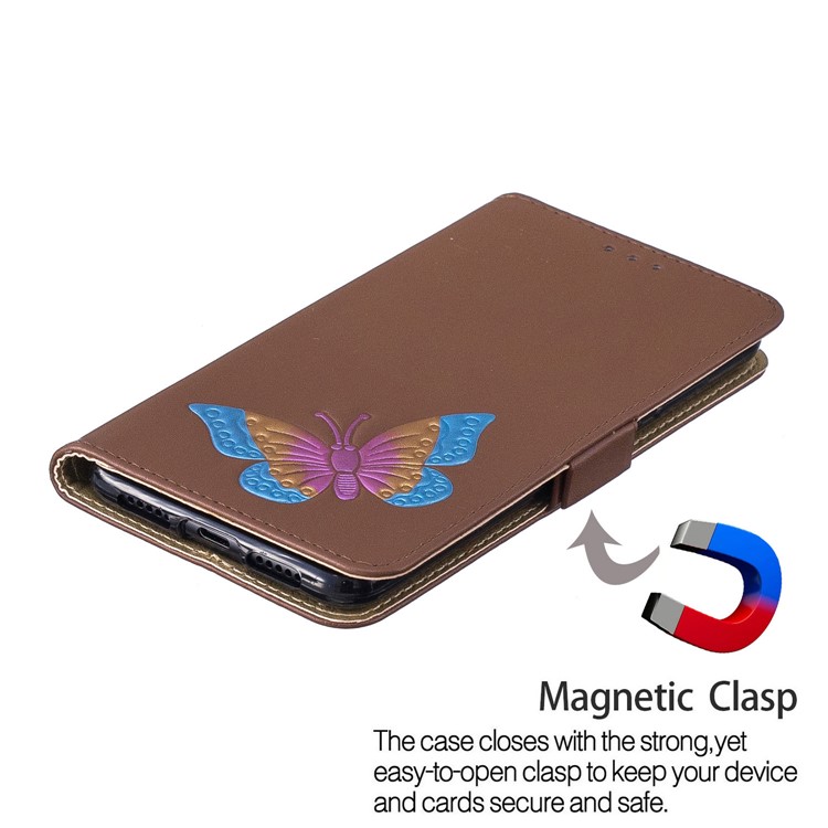 For Huawei P20 Pro Butterfly Pattern Leather Wallet Stand Cell Phone Shell - Brown-6