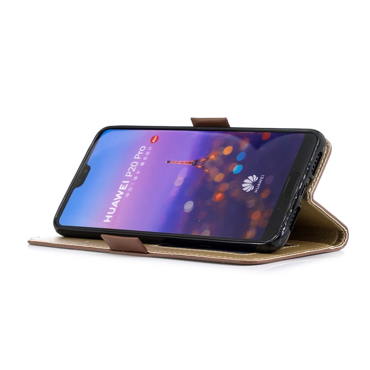For Huawei P20 Pro Butterfly Pattern Leather Wallet Stand Cell Phone Shell - Brown-9