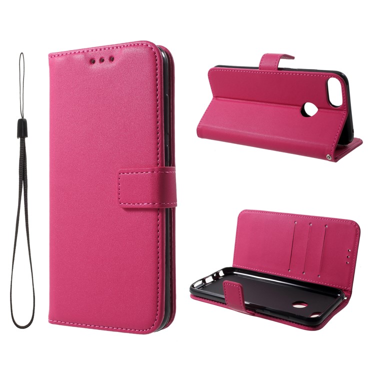 Wallet Leather Stand Case with Strap for Huawei Honor 9i (2018) 5.84-inch - Rose-1