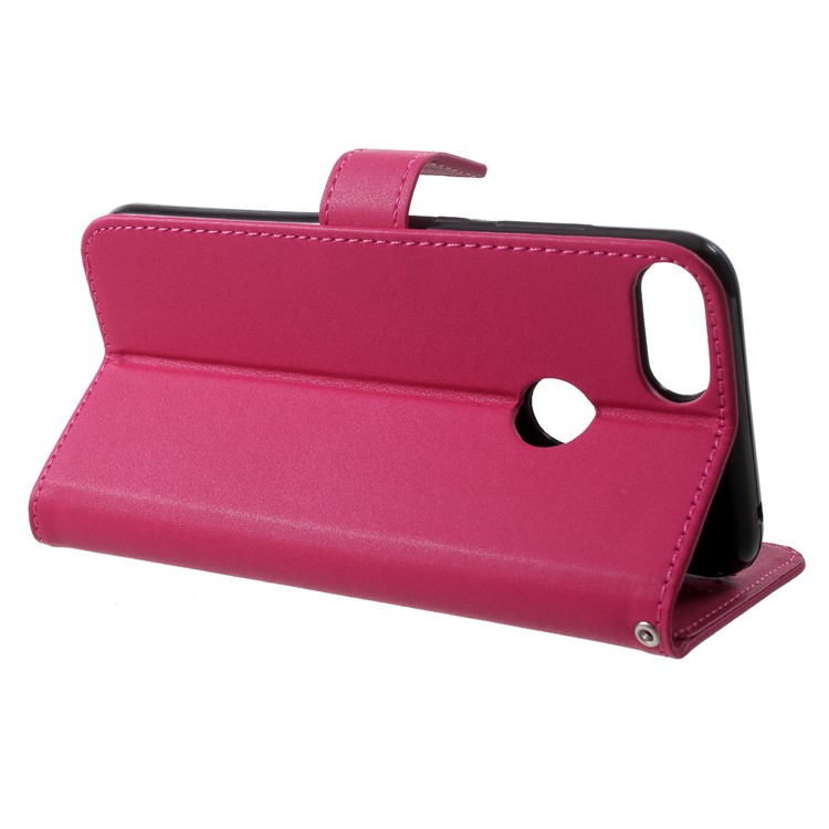 Wallet Leather Stand Case with Strap for Huawei Honor 9i (2018) 5.84-inch - Rose-4