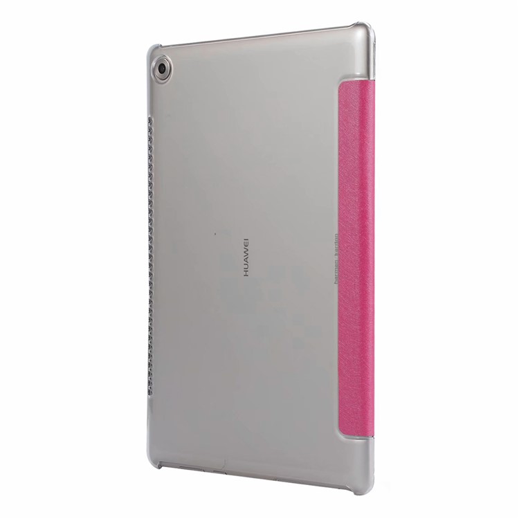 Enkay Silk Textur Pu-leder Tri-fach Stand Smart Abdeckung Für Huawei Mediapad M5 10 - Rose-3