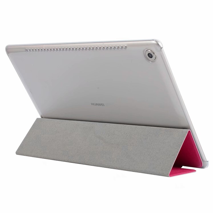 Enkay Silk Textur Pu-leder Tri-fach Stand Smart Abdeckung Für Huawei Mediapad M5 10 - Rose-4