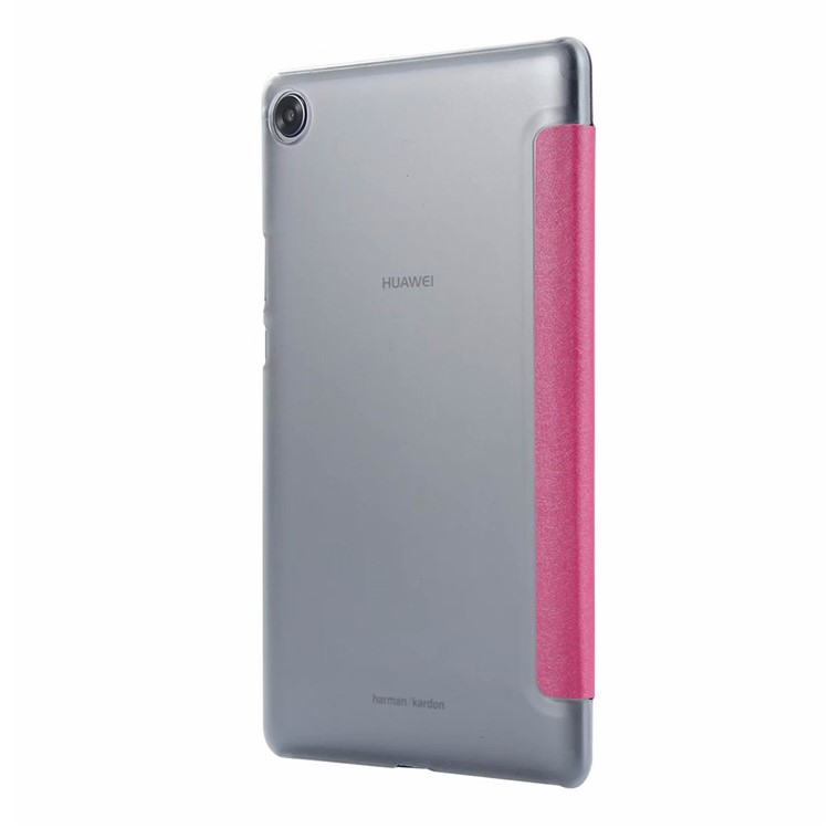 ENKAY Für Huawei Mediapad M5 8 (8,4-Zoll) Seide Textur Dreifach-Stand Leder Smart Tablet-Cover - Rose-3