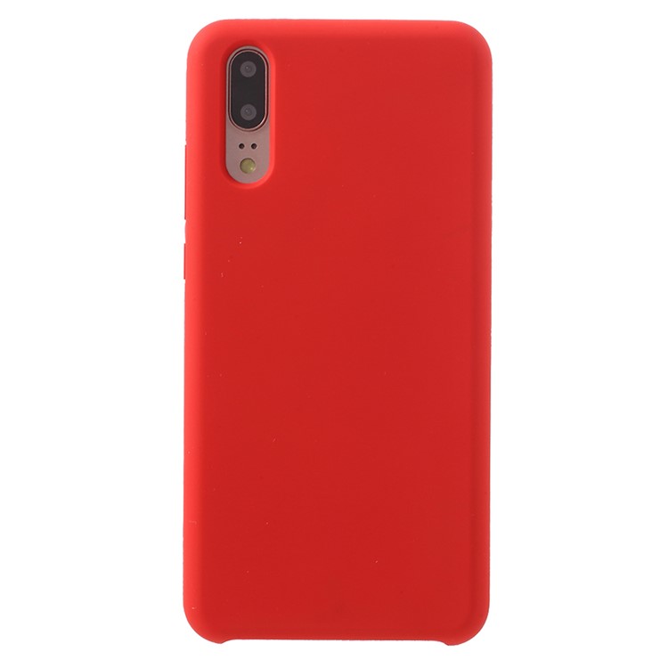 Silky Soft Touch Solid Silicone Phone Shell for Huawei P20 - Red-1