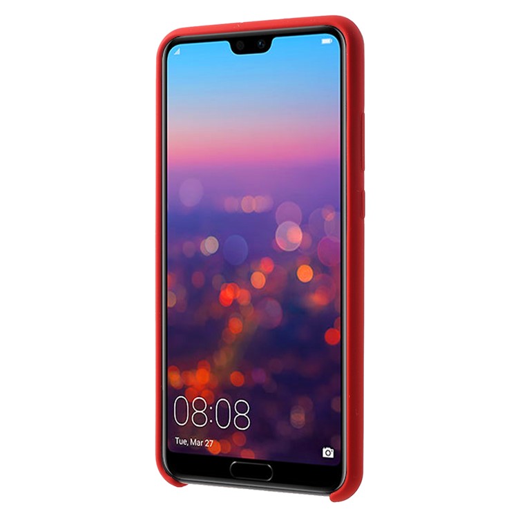 Silky Soft Touch Solid Silicone Phone Shell for Huawei P20 - Red-2