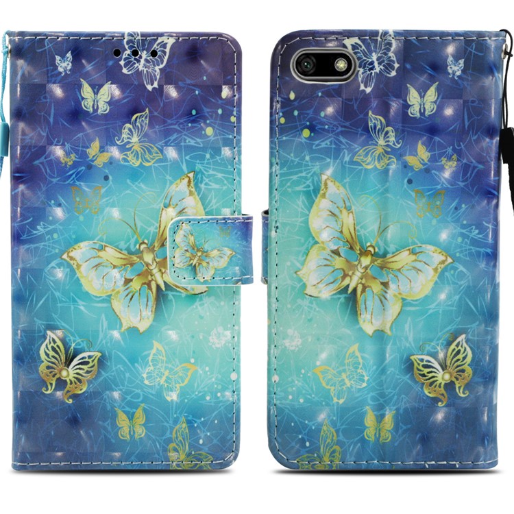 Pattern Printing Wallet Leather Stand Shell for Huawei Y5 Prime (2018) / Y5 (2018) - Butterfly-2