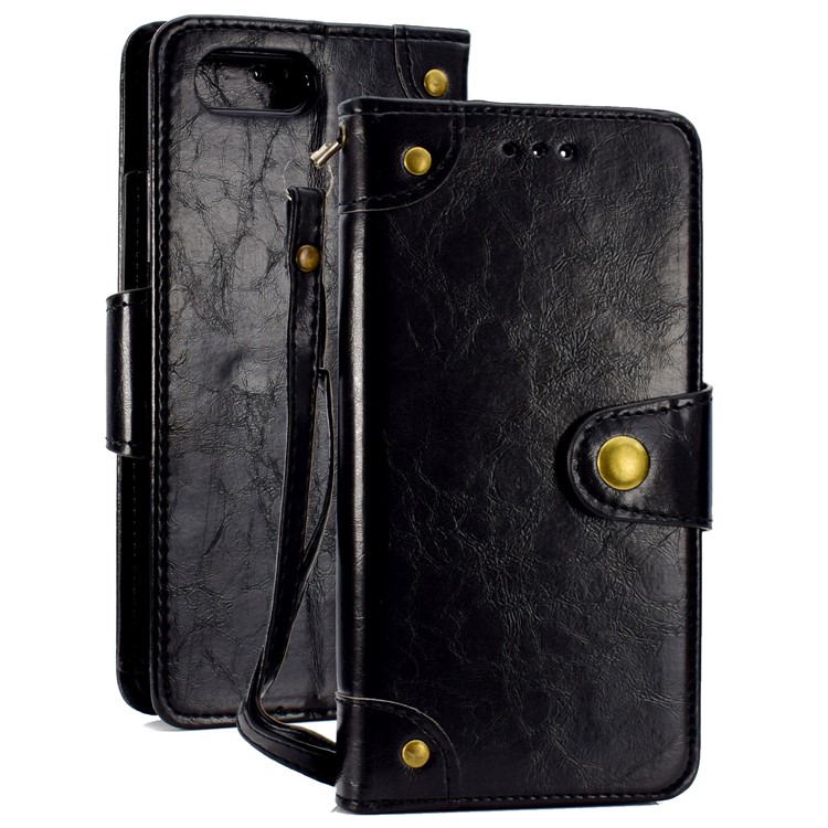 Oil Wax 5-Slot PU Leather Mobile Phone Cover with Stand for Huawei Honor 10 - Black-1