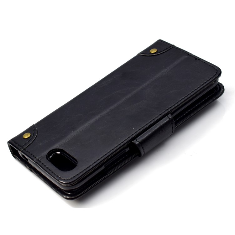 Oil Wax 5-Slot PU Leather Mobile Phone Cover with Stand for Huawei Honor 10 - Black-10