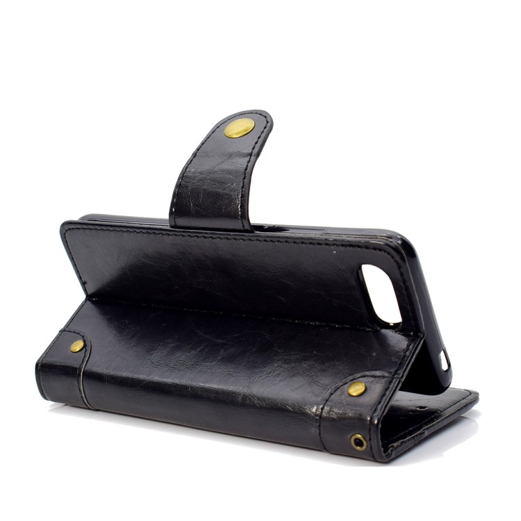Oil Wax 5-Slot PU Leather Mobile Phone Cover with Stand for Huawei Honor 10 - Black-5