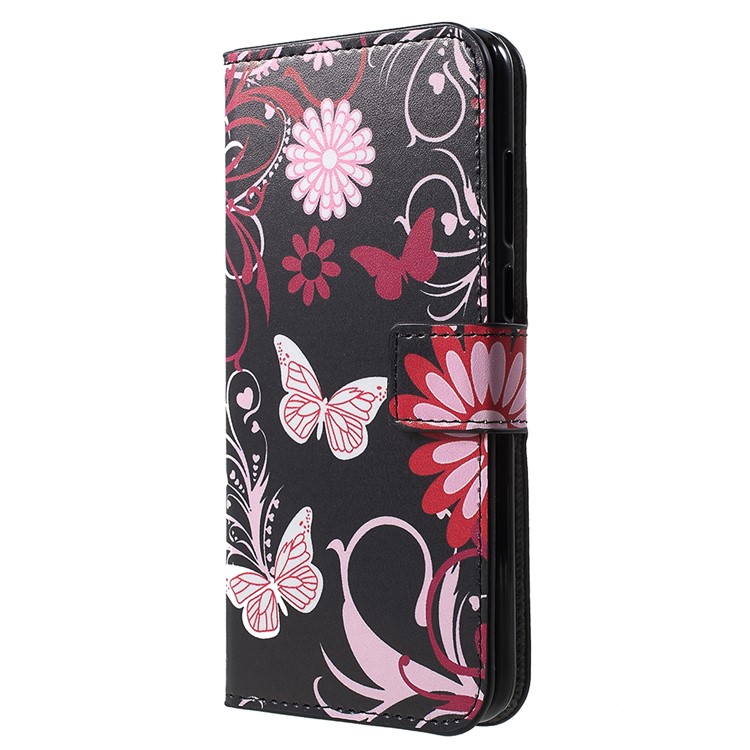 Pattern Printing Leather Magnetic Wallet Case with Stand for Huawei Y6 (2018)/Honor 7A (without Fingerprint Sensor) - Butterfly Flower-2