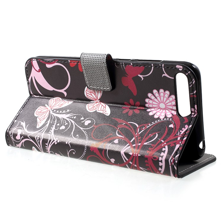 Pattern Printing Leather Magnetic Wallet Case with Stand for Huawei Y6 (2018)/Honor 7A (without Fingerprint Sensor) - Butterfly Flower-4