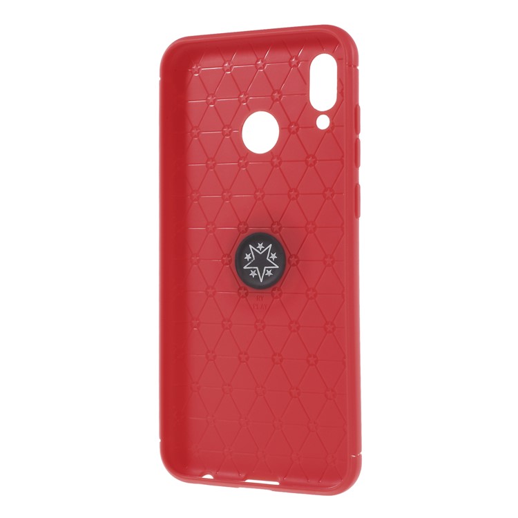 Metal Ring Kickstand TPU Celular Shell Para Huawei Honor Play - Vermelho