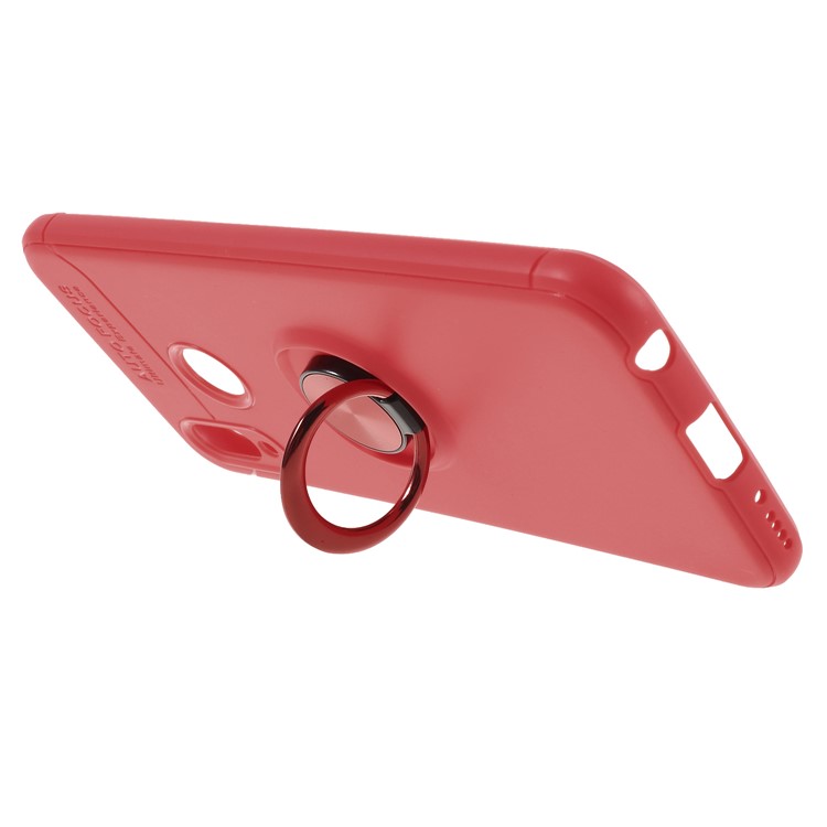 Metal Ring Kickstand TPU Celular Shell Para Huawei Honor Play - Vermelho