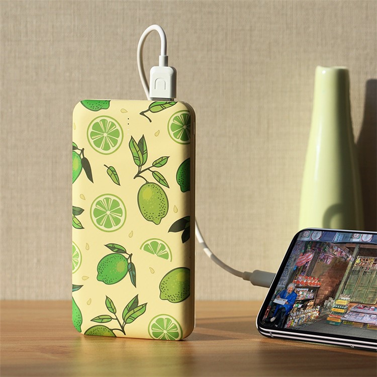 USAMS US-CD58 Frutas Série 10000mah Dual USB Externo Carregador De Bateria De Backup - Limão Verde-1