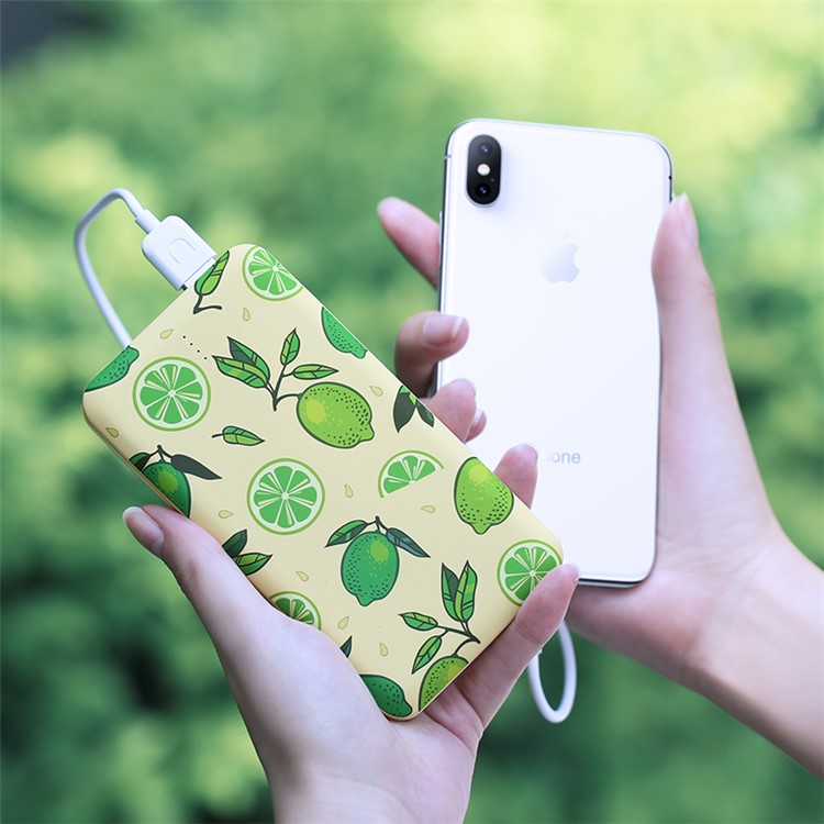 USAMS US-CD58 Frutas Série 10000mah Dual USB Externo Carregador De Bateria De Backup - Limão Verde-2