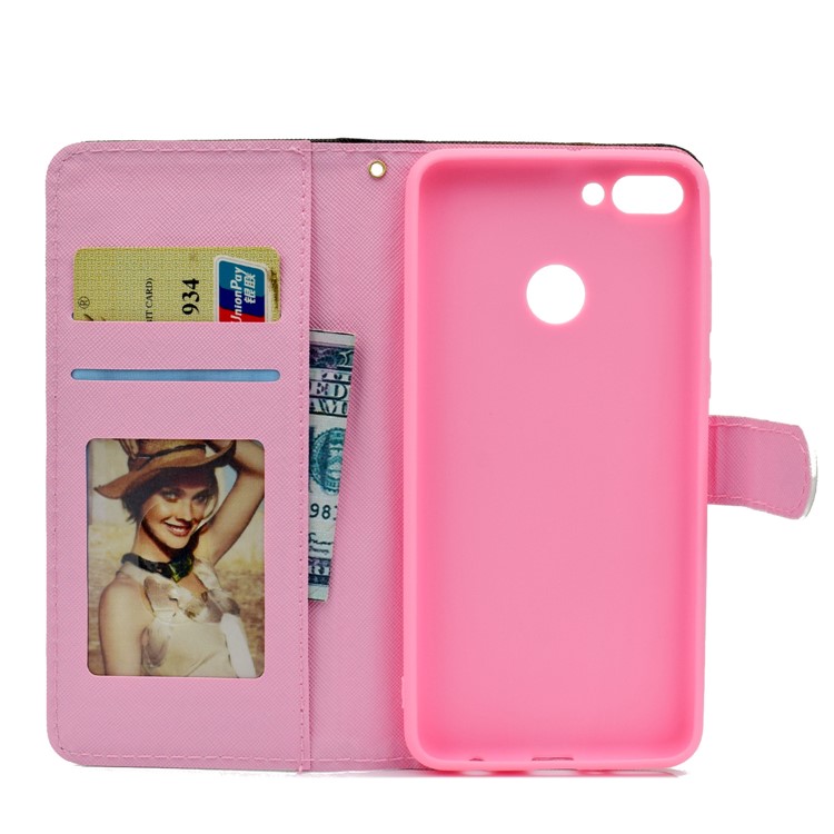 Pattern Printing Phone Leather Wallet Case for Huawei Y9 (2018) / Enjoy 8 Plus - Blue Butterfly-7