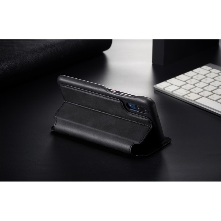 LC.IMEEKE for Huawei P20 Retro Style Leather Card Holder Stand Flip Cover - Black-13