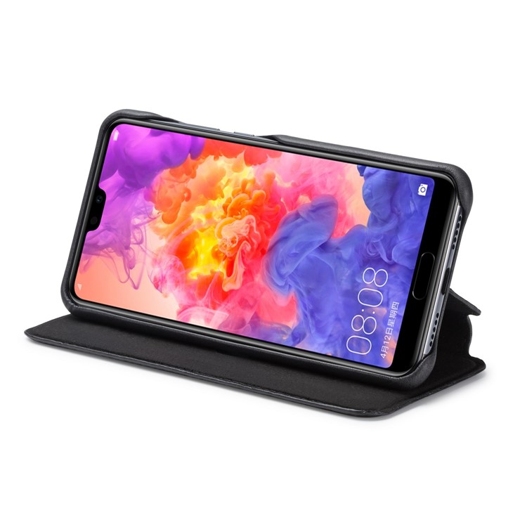 LC.IMEEKE for Huawei P20 Retro Style Leather Card Holder Stand Flip Cover - Black-4