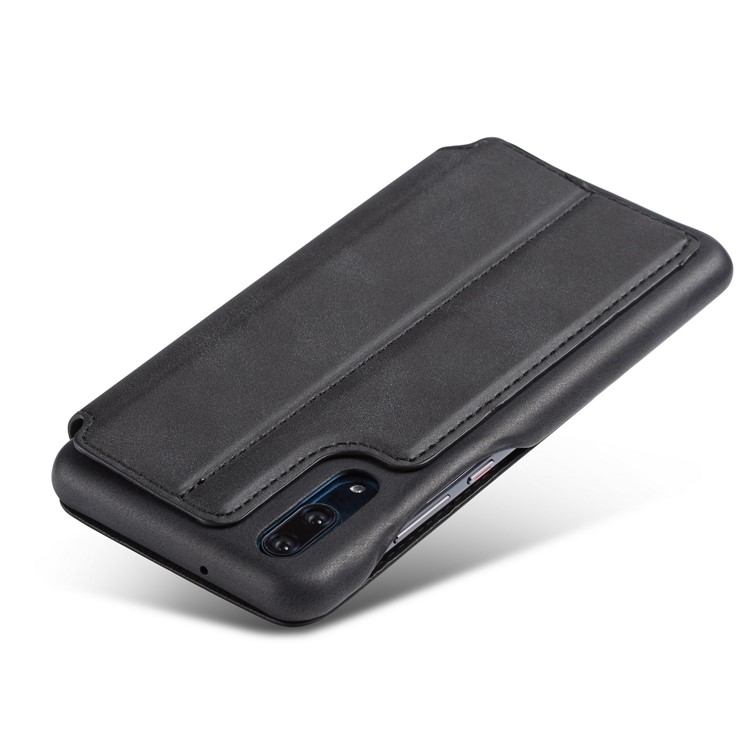 LC.IMEEKE for Huawei P20 Retro Style Leather Card Holder Stand Flip Cover - Black-7